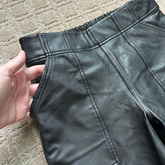 SPANX Faux Leather Joggers Women's Small Black Pull On Fall Winter Moto Sexy - Picture 4 of 7